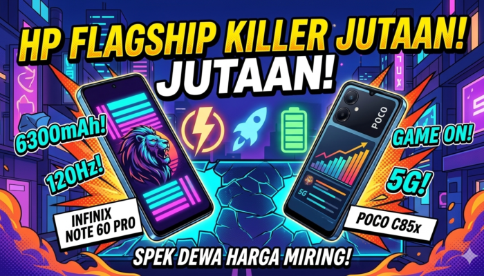 ​HP Flagship Killer 1-2 Jutaan Maret 2026: Spek Dewa, Baterai 6300mAh, Harga Miring!